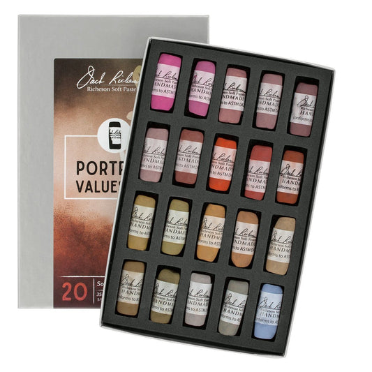 Jack Richeson 422938 Hand Rolled Soft Pastels Values 3-4 20 Piece Portrait Set