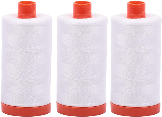 3-PACK - Aurifil 50WT - Natural White, Solid - Mako Cotton Thread - 1422Yds EACH - MK50-2021