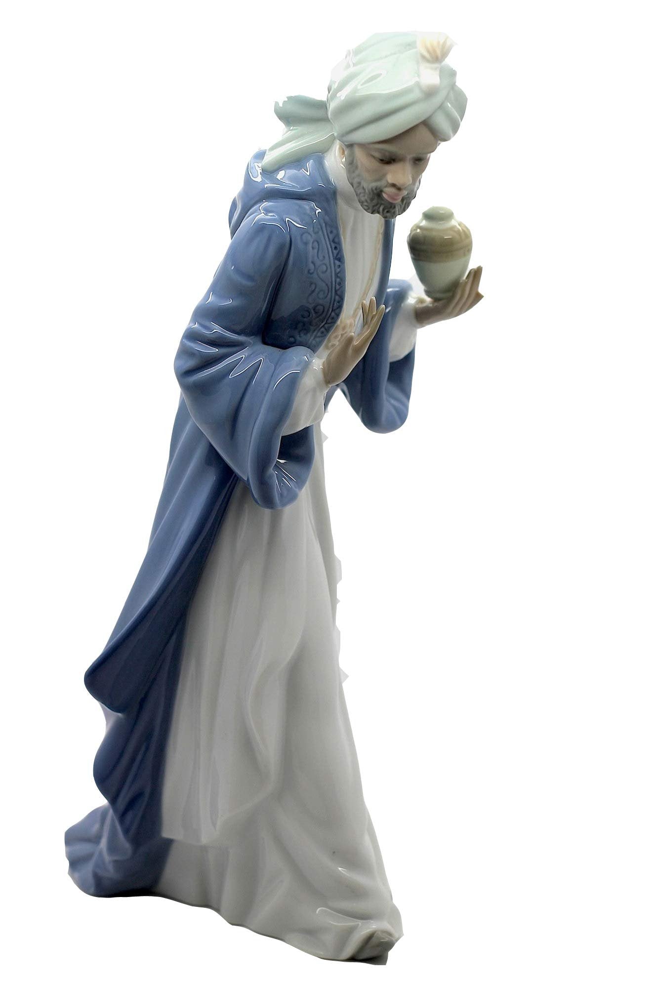 Nao by Lladro Collectible Porcelain Figurine: KING BALTHASAR WITH JUG - 11-1/4" tall - Nativity
