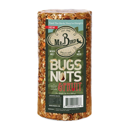 Mr. Bird Bugs Nuts & Fruit Cylinder Block 24 oz Bird Seed Feed
