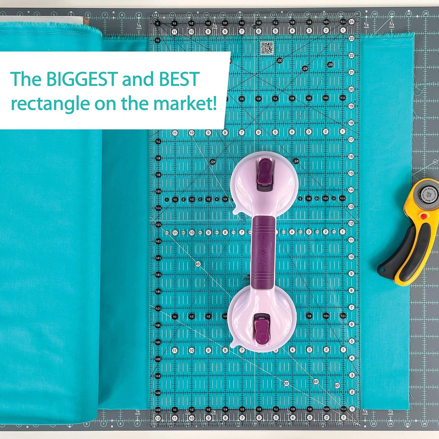 Creative Grids Quilt Ruler 12-1/2in x 24-1/2in Rectangle – CGR1224 – Made in USA, Non-Slip Grip Acrylic Quilting, Sewing, Crafting, Patchwork Ruler for Measuring & Cutting Fabric