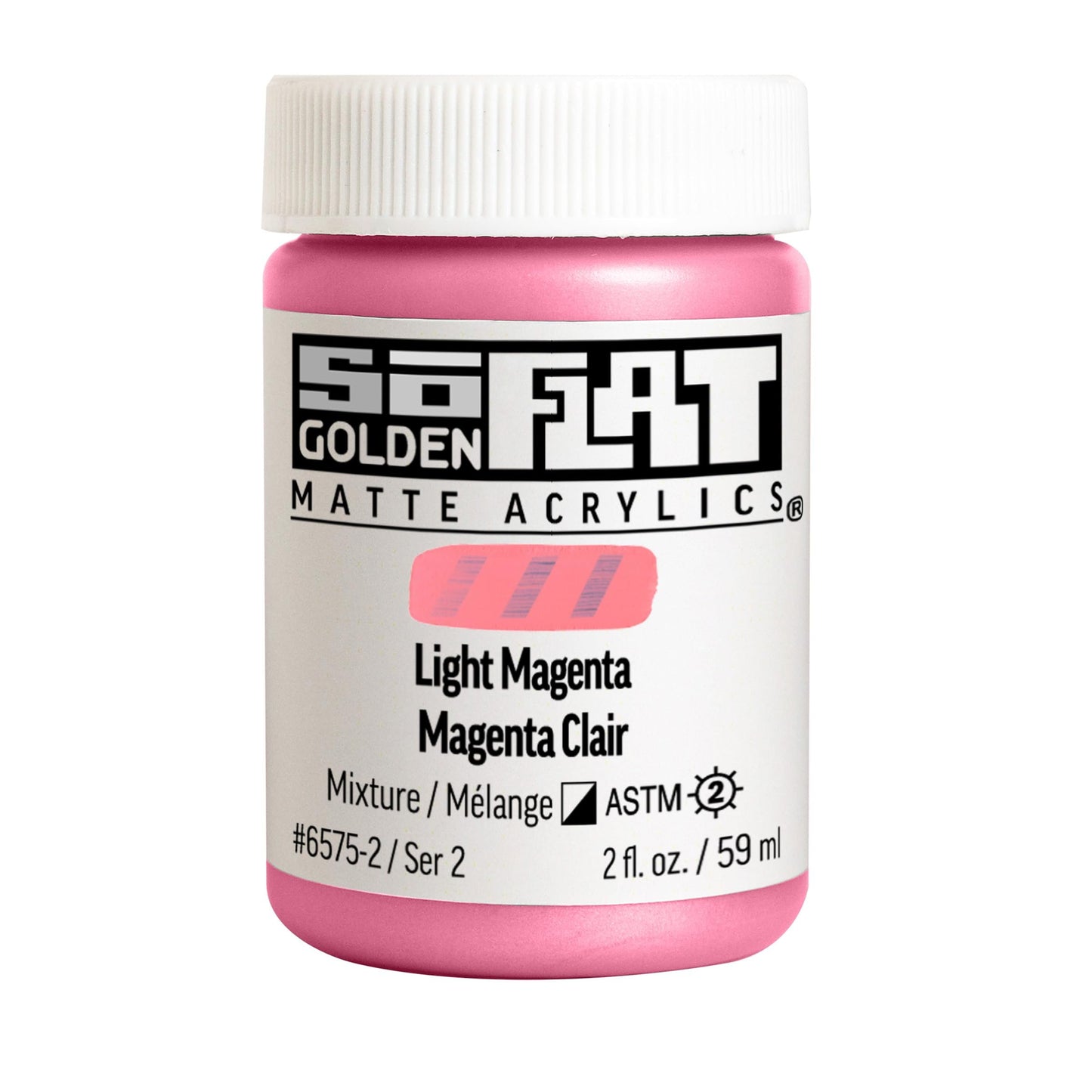SoFlat Matte Acrylics by GOLDEN, Light Magenta, 2 fl. oz. Jar, Professional Acrylic Paint, Semi-Opaque