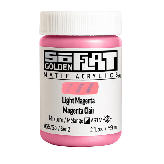 SoFlat Matte Acrylics by GOLDEN, Light Magenta, 2 fl. oz. Jar, Professional Acrylic Paint, Semi-Opaque