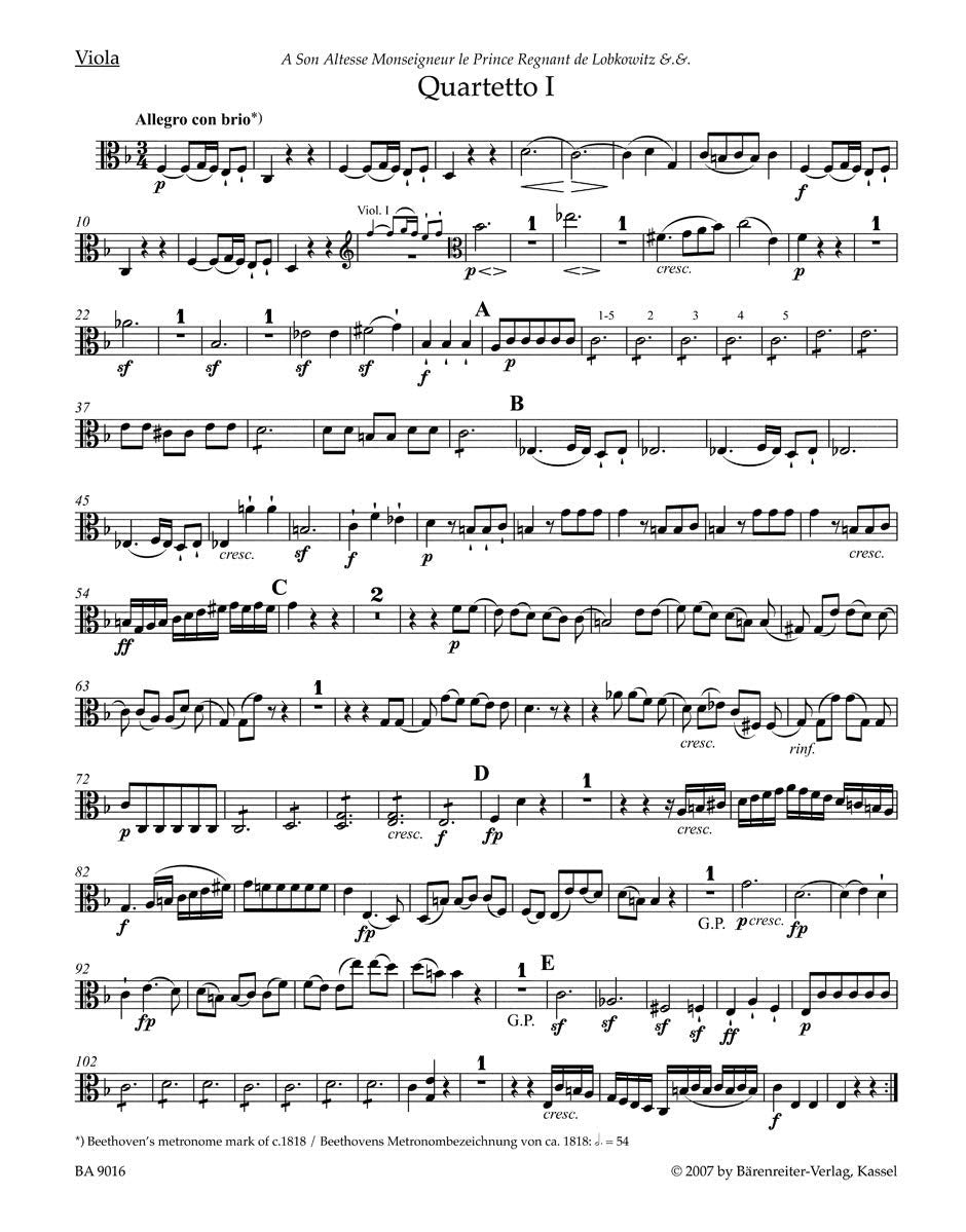 String Quartets Op.18 Nos 1-6 (Parts)