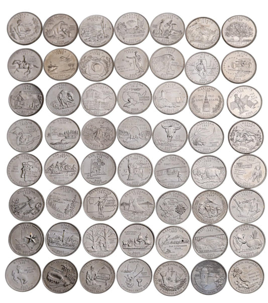 Complete 56-Coin U.S. State & Territory Quarter Set 1999–2009 Denver (D) Mint – 50 States, DC & 5 Territories