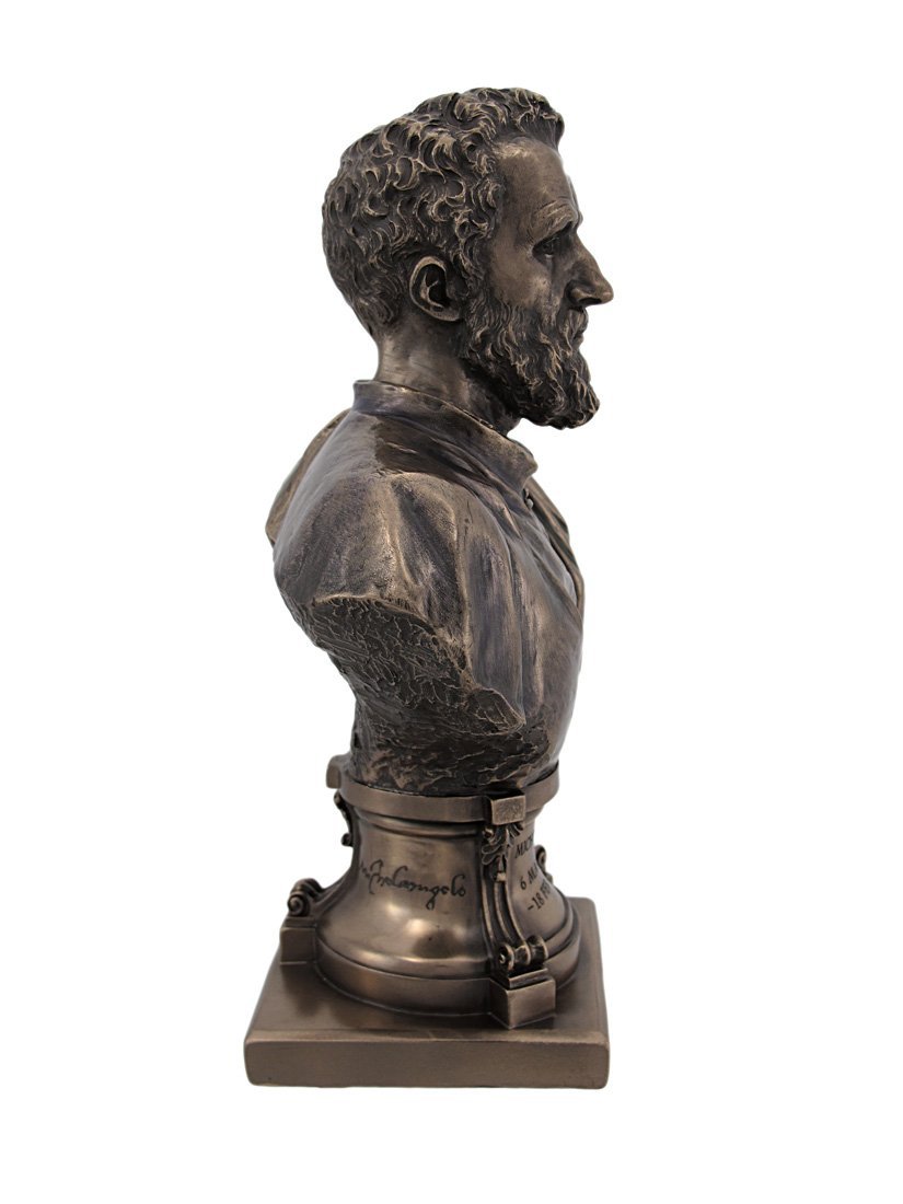 US Michelangelo Bronze Finish Bust Statue Artist