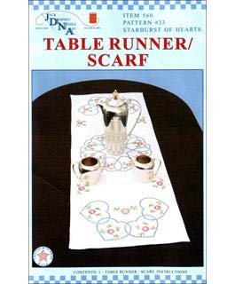 Jack Dempsey Stamped Table Runner/Scarf, 15 by 42-Inch, Starburst of Hearts