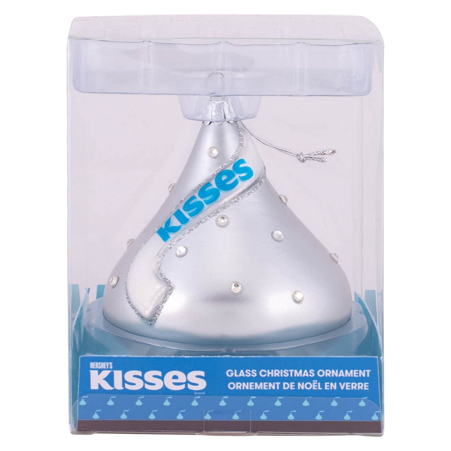 Kurt S Adler Hershey Kiss Silver Tone 3.5 Inch Glass Hanging Christmas Ornament
