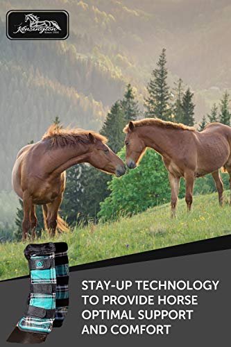 Kensington Natural Horse Fly Boots - Fleece Trimmed - Stay-Up Technology - Protection from Insect Bites and UV Rays - Sold in Pairs (2 Boots) - Medium - Tan