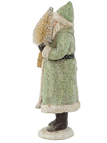RAZ Imports Glittered Resin Santa Figure (Green)