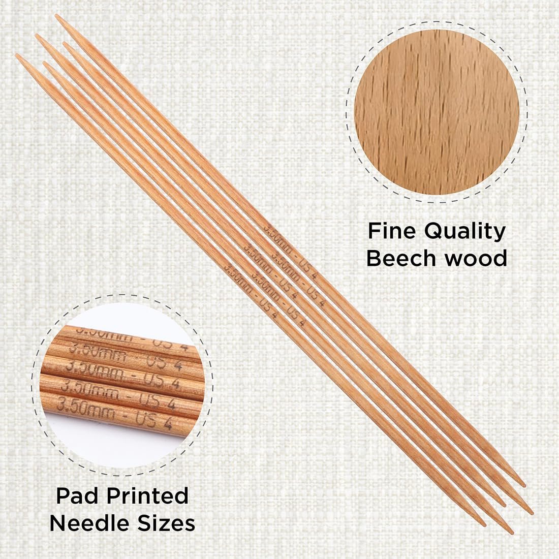 KnitPro Basix Beech Double Pointed Needles 8" (20cm)