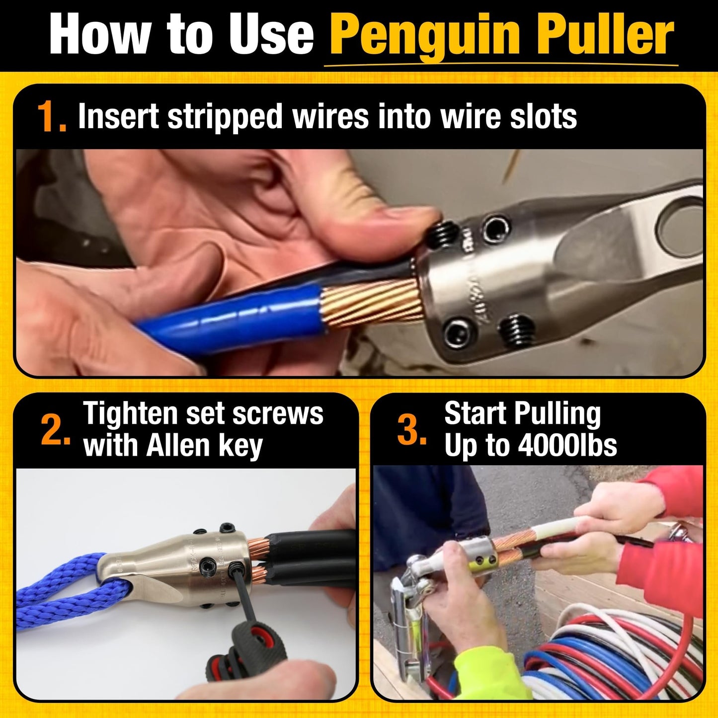 Rack-A-Tiers Penguin Puller, Wire Pulling Attachment, Electrical Cable Pulling Tool, Wire Pulling Head for Electricians