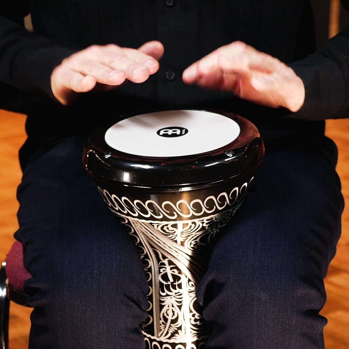 Meinl Percussion Aluminum Painted Doumbek Egyptian Goblet Drum, Hand Engraved — Made in Turkey — Synthetic Head, 2-Year Warranty (HE-3039)