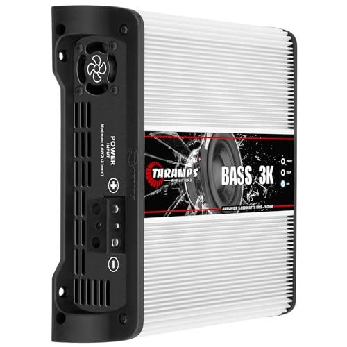 Taramps BASS 3k 1 Ohm 1 Channel Mosfet Amplifier 3000 Watts RMS, Monoblock, Subsonic Filter, Low Pass Crossover, Bass Boost, RCA, Class D, Car Audio System, Great for Subwoofers, Max Power