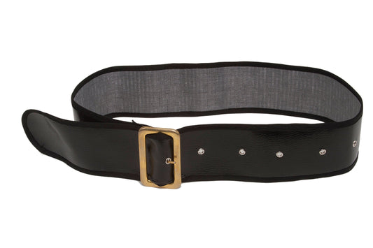 Jacobson Hat Company Men's Shiny Belt with Gold Buckle