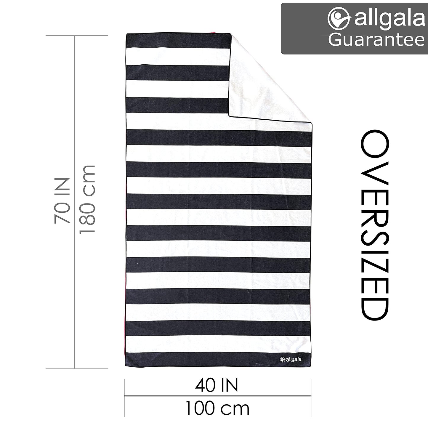 Allgala Oversize 40"x70" Cabana Stripe Design Microfiber Beach Towel