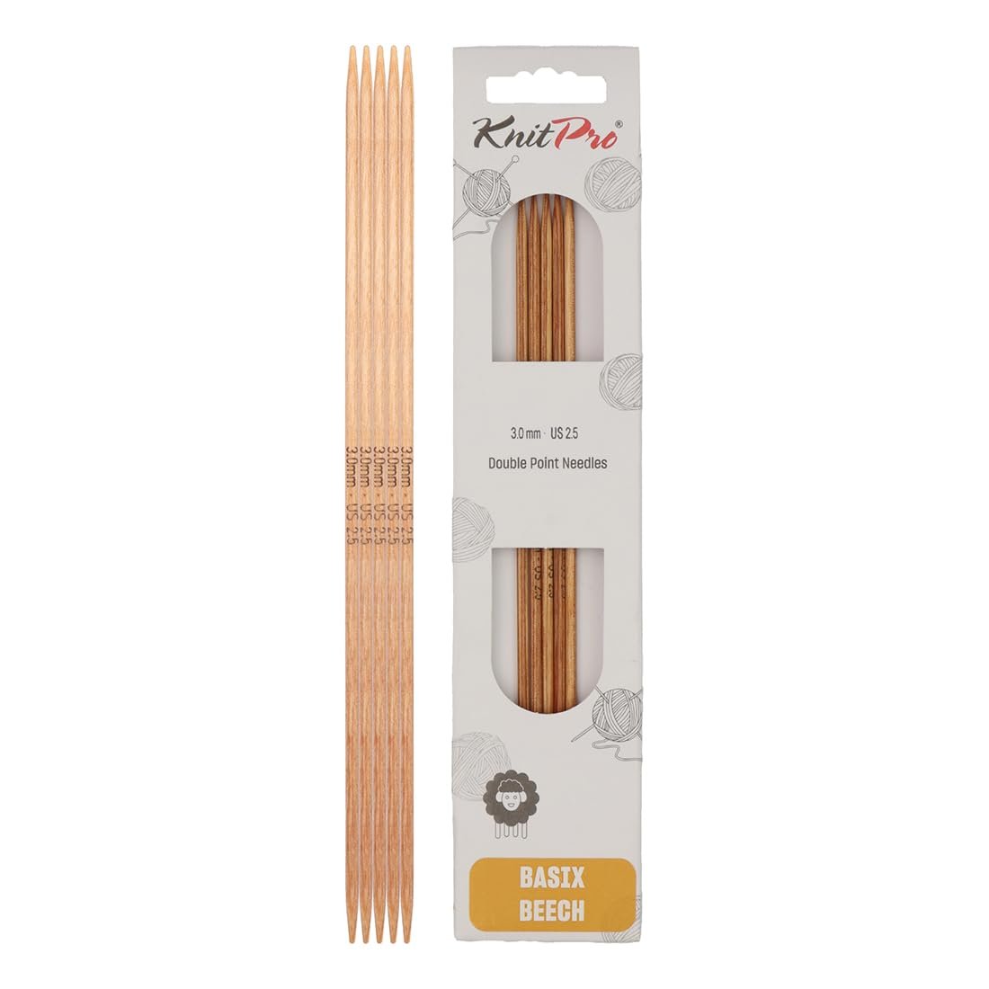 KnitPro Basix Beech Double Pointed Needles 8" (20cm)