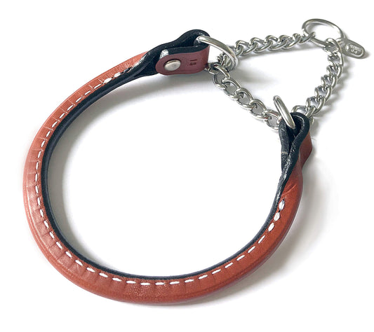Auburn Leathercrafters Leather Martingale Dog Collar Rolled - 18 - Tan