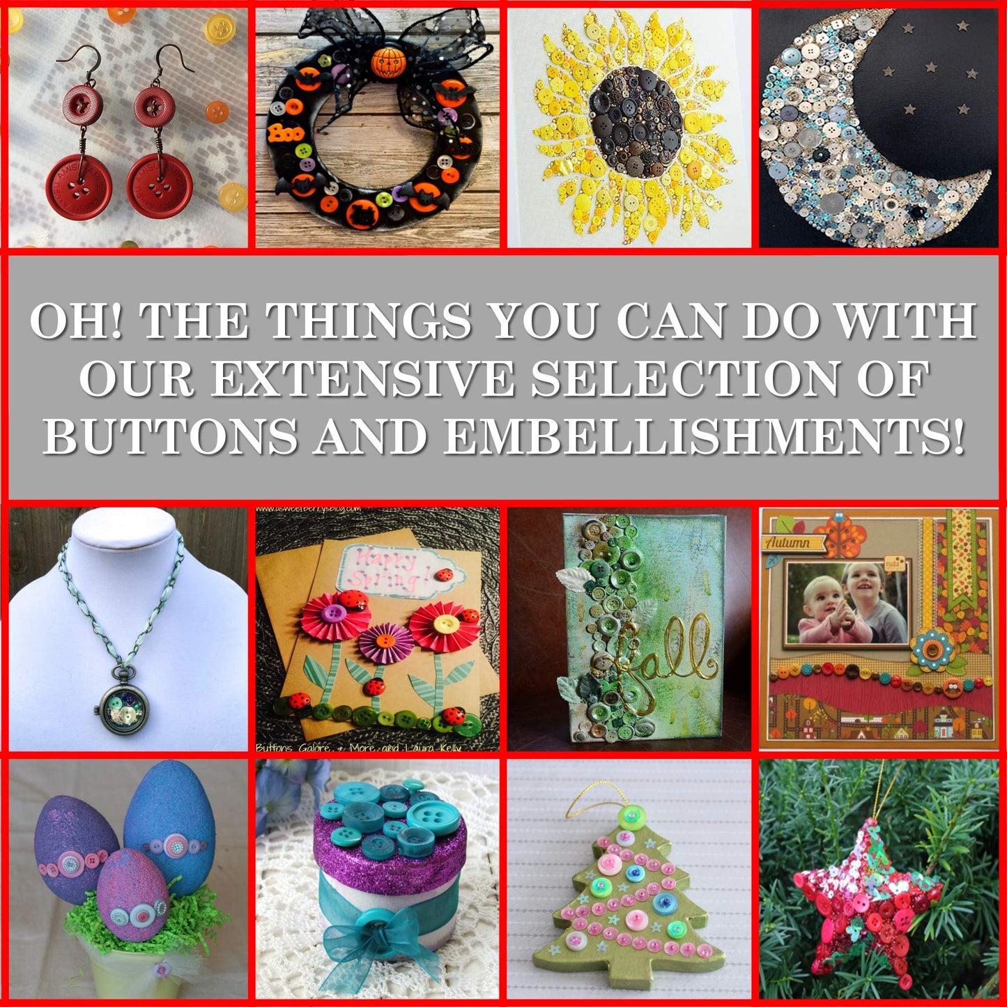 Buttons Galore and More Collection of Novelty Buttons and Embellishments Based on A Variety of Themes, Holidays, and Seasons for DIY Crafts, Scrapbooking, Sewing, Cardmaking and Other Projects