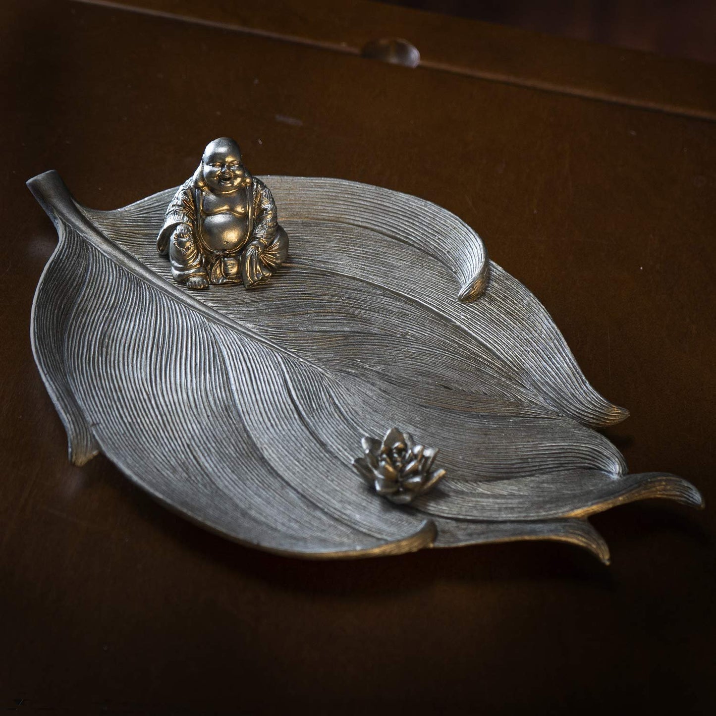 Pacific Giftware Eastern Enlightenment Fengshui Laughing Buddha Lucky & Happiness Wealth Sliver Finish Resin Figurine Incense Holder