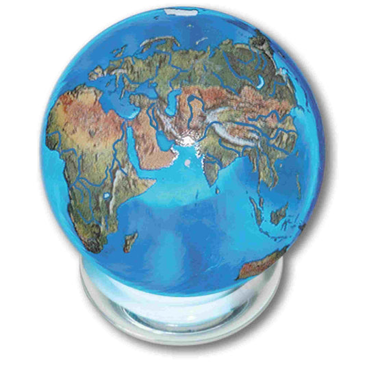1.4" Aqua Crystal Natural Earth On Spinning Glass Stand