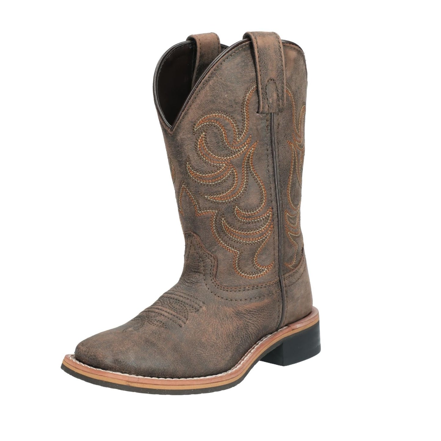 Smoky Children's Leroy Embroidered Vintage Western Cowboy Boots - Chocolate