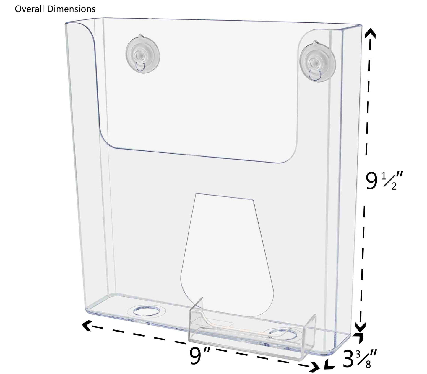 Marketing Holders 2 Pack Window Mount 8.5" Wide Brochure Magazine Holder with Attached 3.5 x 2 Inch Business Card Pocket Glass Surface Mount Suction Cup Pamphlet Catalog Booklet Display