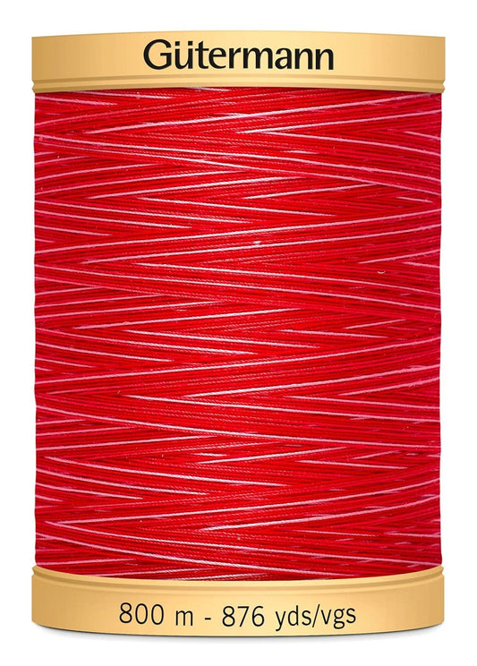 Gutermann Natural Cotton Thread Variegated 876 Yards-Ruby Red