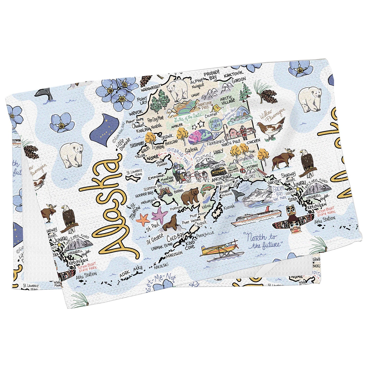 Fish Kiss 16"x24" Map Towel is 100% Microfiber Waffle Weave Help You Explore in Detail – Our Super Absorbent & Soft, Machine Washable State Map Towel is Stain & Wrinkle Resistant