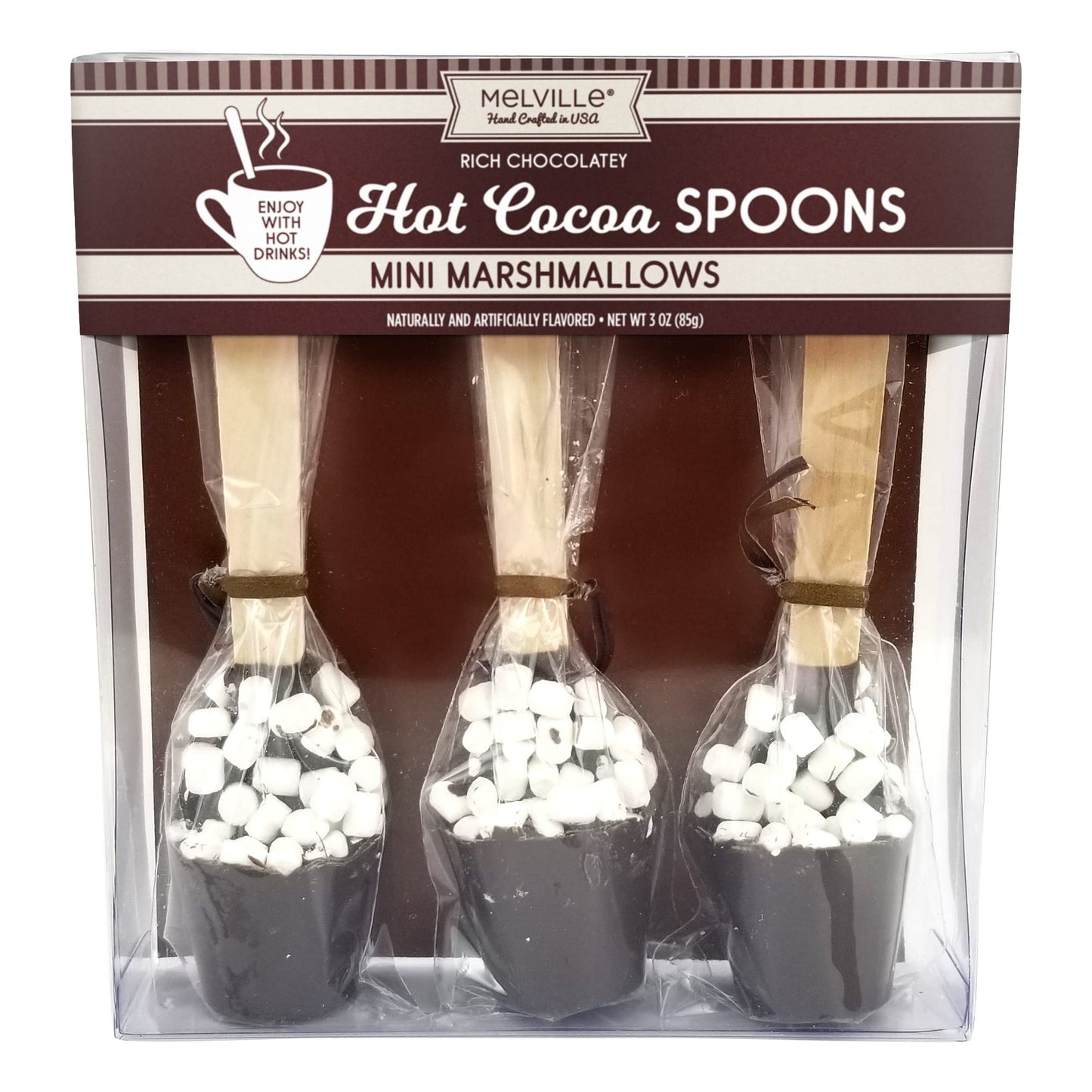 Melville Candy Hot Chocolate Spoons - Individually Wrapped Delicious Hot Cocoa Makers - Made in the USA for Stocking Stuffers, Christmas Gifts, and Coffee Bar Supplies.