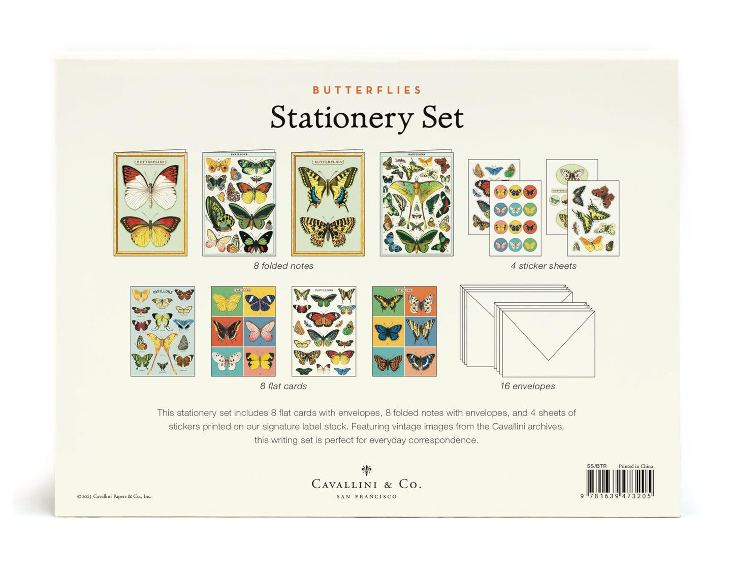 Cavallini Papers & Co. Butterflies Stationery Set