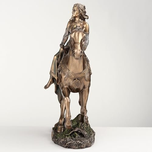 VERONESE DESIGN 9 1/4 Inch Rhiannon Epona Celtic Goddess on Horse Cold Cast Resin Bronze Finish Statue
