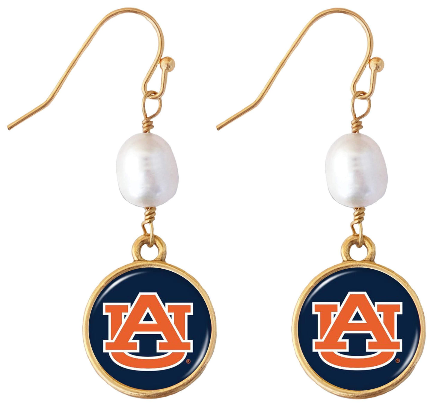 Auburn Tigers Diana Gold and Pearl Dangle Earrings Jewelry Gift AU