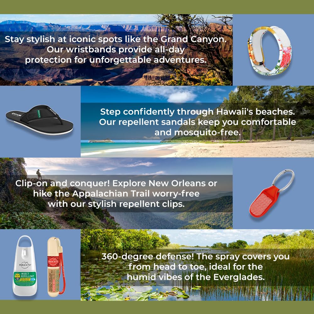PARA'KITO Mosquito Repellent Bracelets + Refill Pellets Bundle | w/Peppermint Oil, Essential Oils | Hiking & Camping Accessories | Paraben Free, DEET Free - 2 Wristbands & 2 Refills