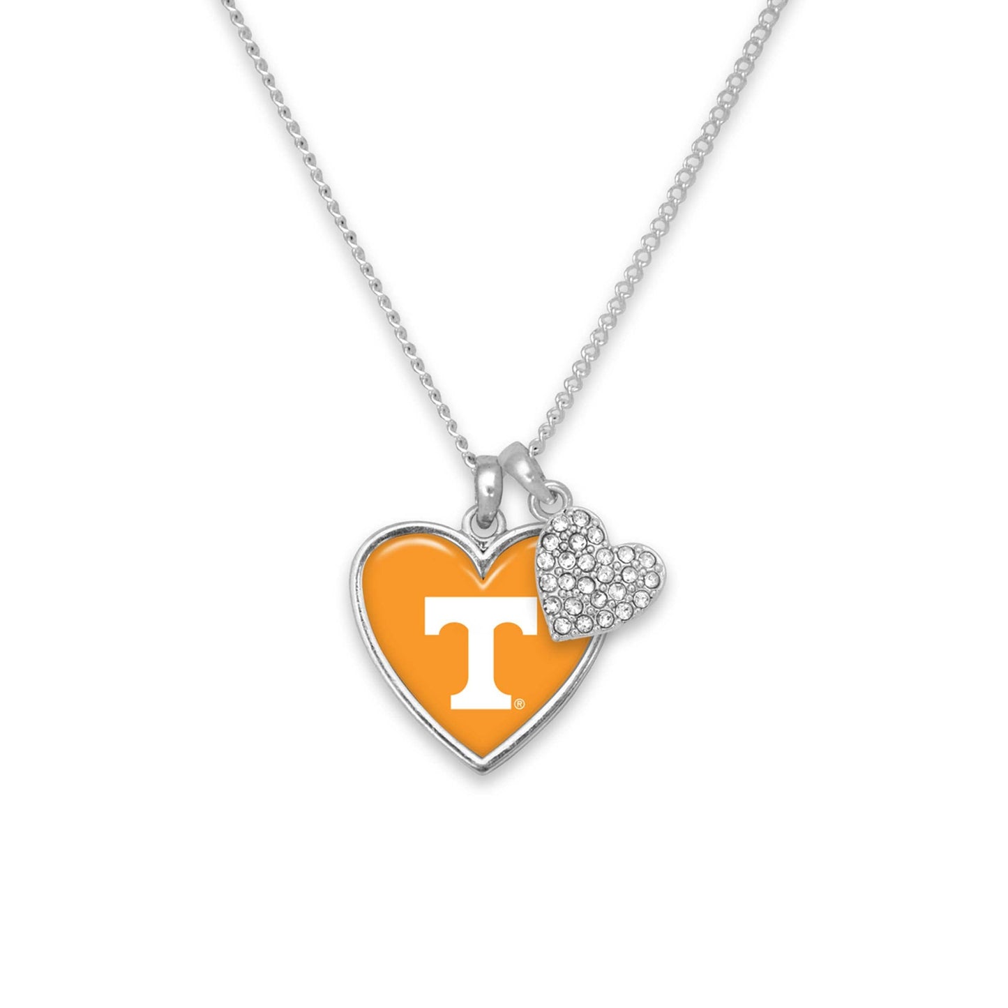Tennessee Volunteers Amara Crystal Heart Silver Chain Necklace Jewelry Gift UT
