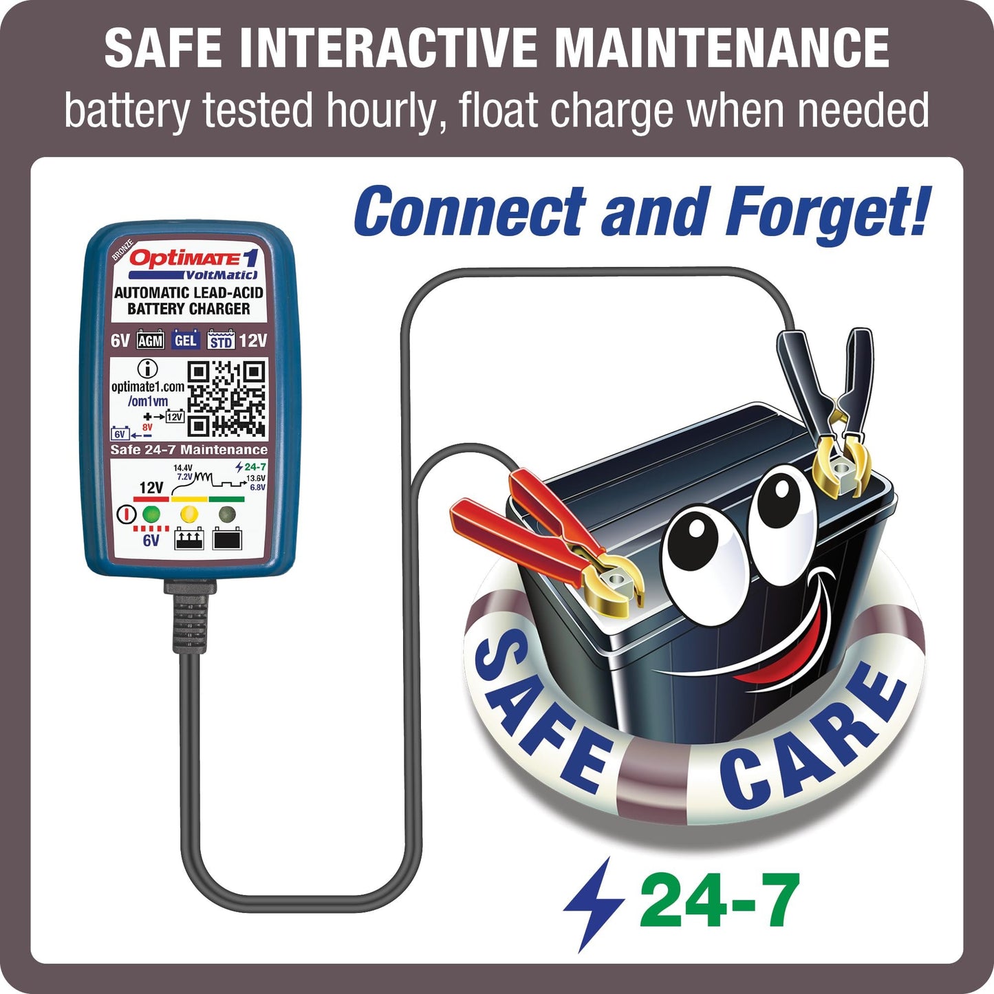 TecMATE Optimate 1 VoltMATIC, TM-401a, Bronze Series: 4-Step 6V / 12V (0.6A), Battery Charger & maintainer,Blue