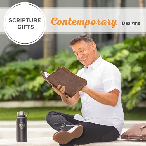 Christian Art Gifts Men's Classic Bible Cover On Wings Like Eagles Mountain Isaiah 40:31, Brown Faux Leather