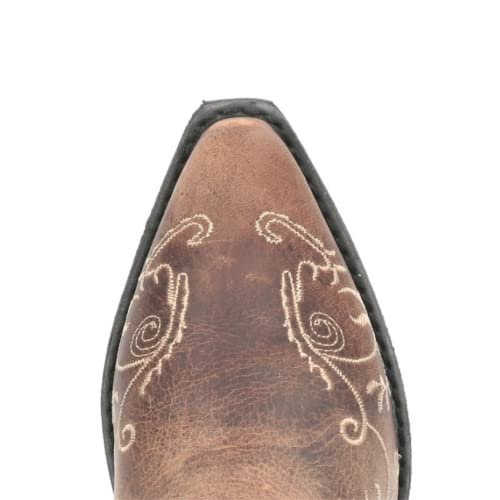 Smoky Mountain Boots Women's Jolene Pull on Embroidered Snip Toe Brown Waxed Distress Boots Cowboy