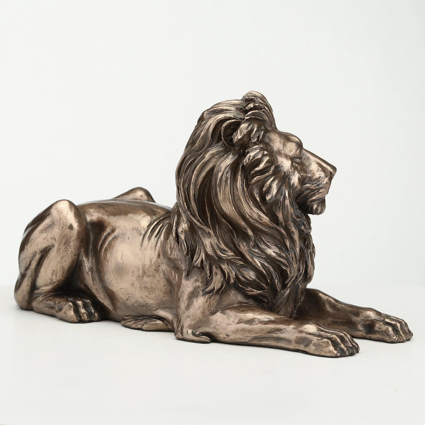 Veronese Design 8 7/8 Inch Lying Lion Cold Cast Resin Bronze Finish Animal Decoration Statue