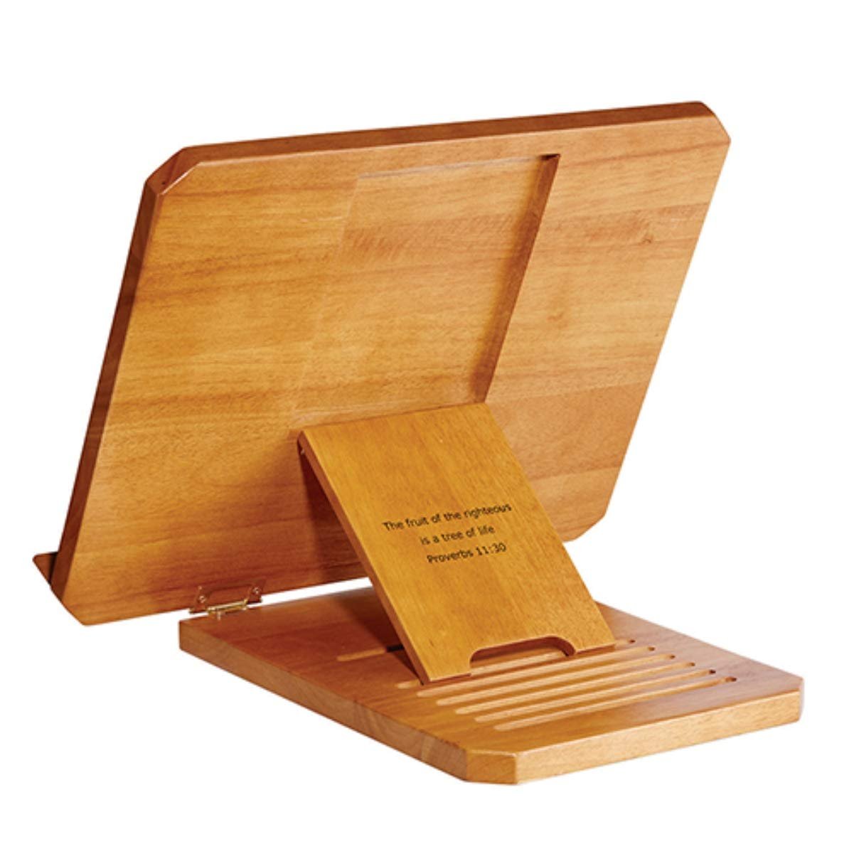 Christian Brands Bible/Missal Stand with Silk-Screened Verse - Medium Oak