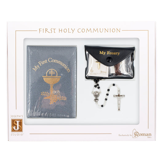 Roman - Deluxe Communion Boy Book and Accessories, 5pc Set, Padded Pearlized Cover, First Communion Collection, 6.75" H, Religious Gift, Faith, Durable