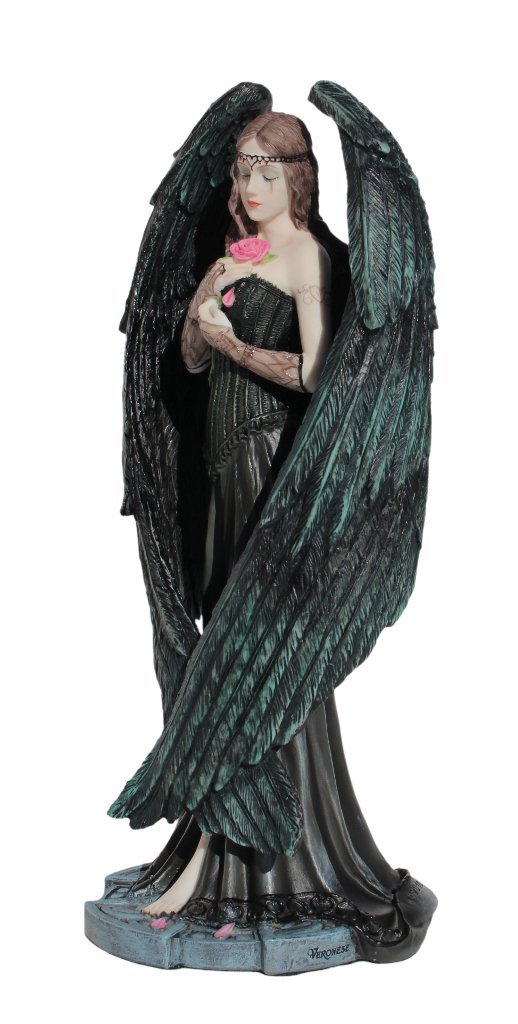 Nemesis Now Ltd Anne Stokes ANGEL ROSE Statue, Fantasy Art Figure 8 1/2-in Pink, Blue, Green, Black, Beige, Brown