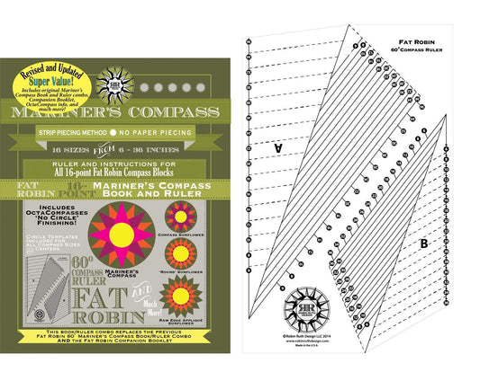 Mariner's Compass Fat Robin Ruler and Instruction Manual for Quilt Patterns - Revised and Updated for 2019!