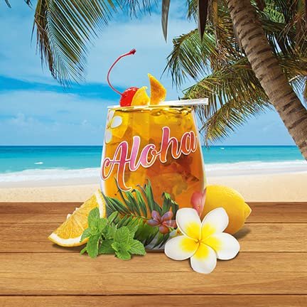 Island Heritage Hawaiian Coastal Glassware Stemless Wine Glass