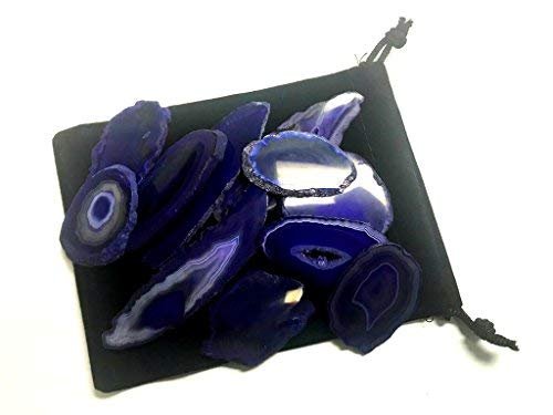 Zentron Crystals Colorful Set of 12 Polished Agate Slices in Velvet Bag