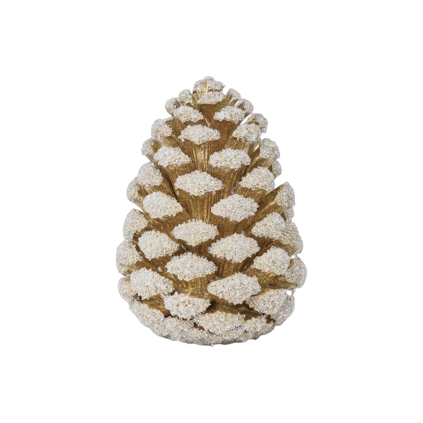 December Diamonds 10" Frosted Gold Pinecone – Holiday Decorative Accent