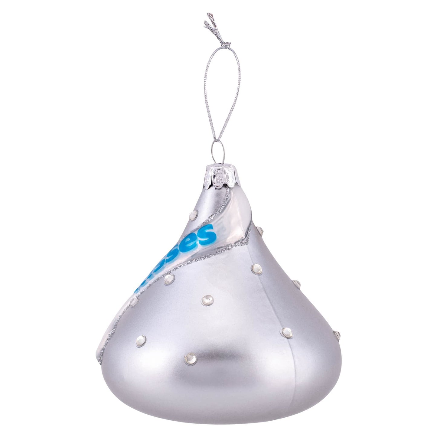 Kurt S Adler Hershey Kiss Silver Tone 3.5 Inch Glass Hanging Christmas Ornament