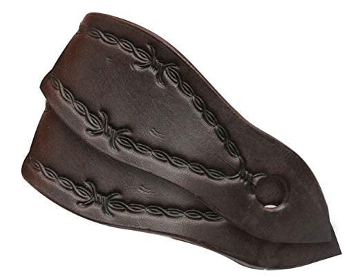 Showman Barbwire Tooled American Oiled Harness Leather Slobber Straps