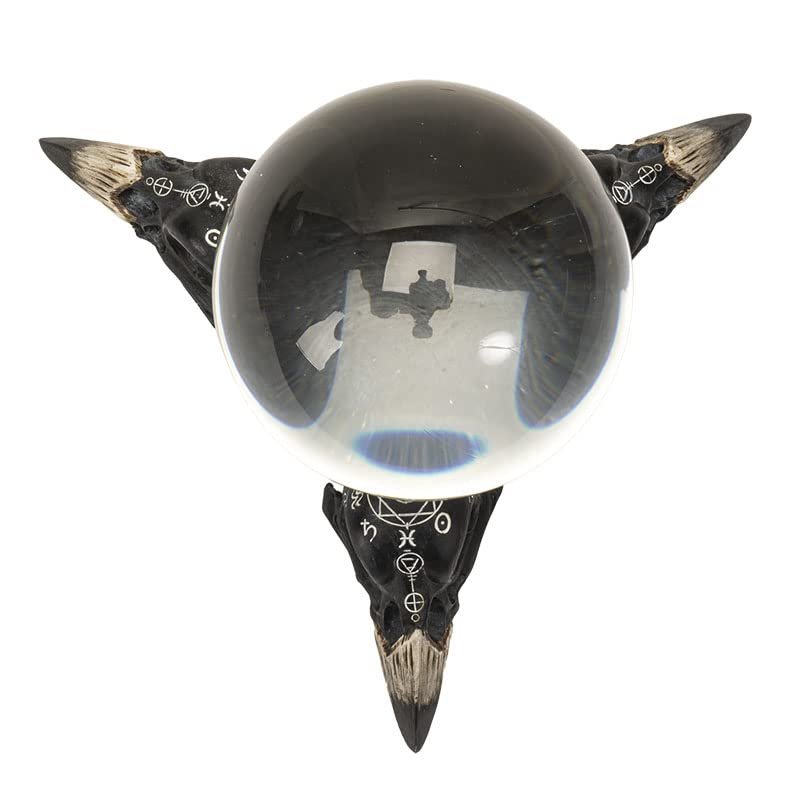 Pacific Giftware Raven Skulls and Crystal Ball Figurine, 5.5-inch Length, Cold Cast Resin, Table Decoration