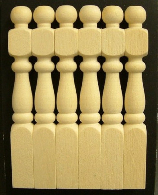 Melody Jane Dollhouse 6 Natural Wood Turned Newel Posts Miniature 1:12 Scale